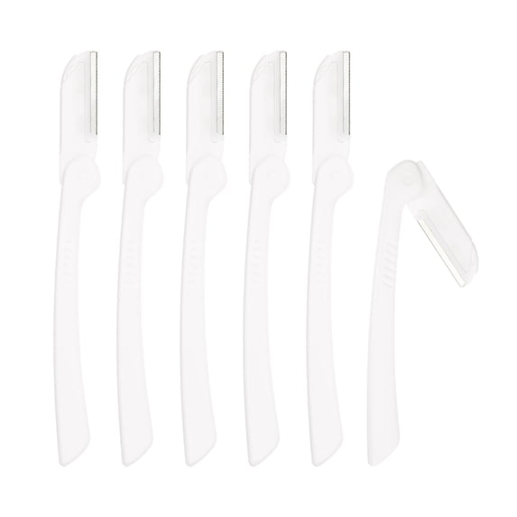 6pcs Eyebrow Razor for Women Foldable Facial Razor Stainless Steel Eyebrow Trimmer Leveling Tool White