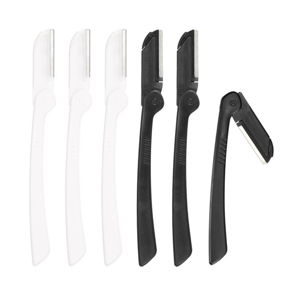 6pcs Eyebrow Razor for Women Foldable Facial Razor Stainless Steel Eyebrow Trimmer Skin Tool Black White