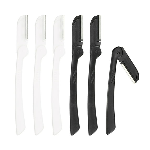 6pcs Eyebrow Razor for Women Foldable Facial Razor Stainless Steel Eyebrow Trimmer Skin Tool Black White