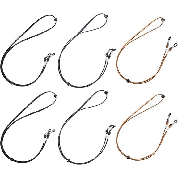6pcs Eyeglass Strap for Men and Women, Suede Leather Eyeglass Chains Adjustable Non-slip Design, Sturdy Glasses Holder Straps for Sports and Daily Use(Q)