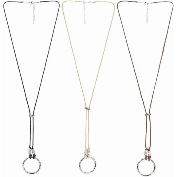 6pcs Eyeglasses Necklace 3 Styles Sunglasses Holder Pendant Hanging Ring Leather Cord Adjustable Reading Glasses Strap Ring Glasses Necklace for Women Men Eyeglasses Colorful