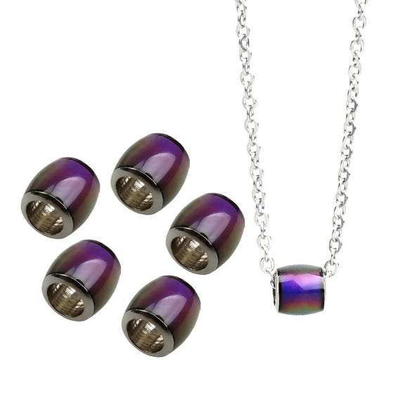 6pcs Fancy Mood Beads Barrel Spacers Color Changing Bead with Chain DIY