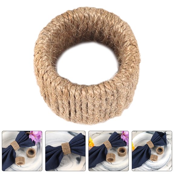 6pcs Farmhouse Napkin Buckles Woven Napkin Rings Dining Table Hemp Rope Napkin Holders