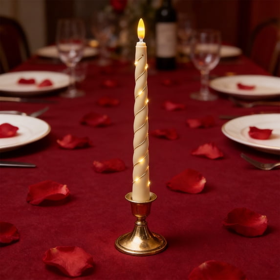 6pcs Flameless Cone Candle with Built-in Star String Light, Remote Control, Timer, Battery Powered, Simulated Flame, 3-Pack Window Candle, Christmas Home & Wedding Decoration