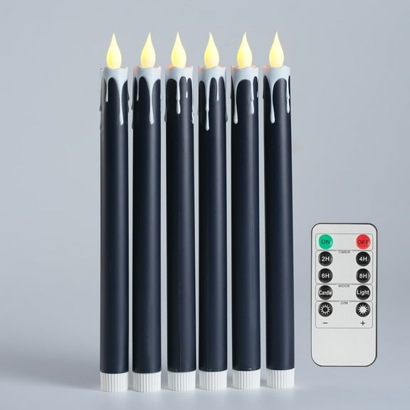 6pcs Flameless Taper Candles 10.6" Dripless Battery Operated Taper Candle Remote