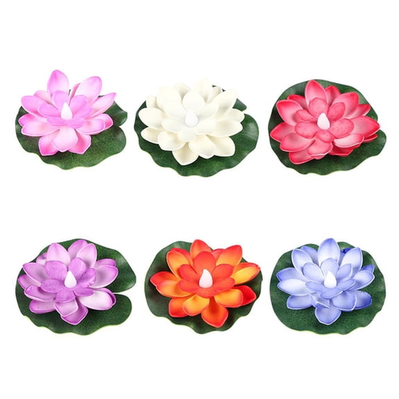 6pcs Floating Pool Lights,Floating Light For Pond,Solar Pond Lights Led Floating Flower Light Battery Operated Activated Water Lily For Garden Pond Decor,Anniversary,Garden Decoration