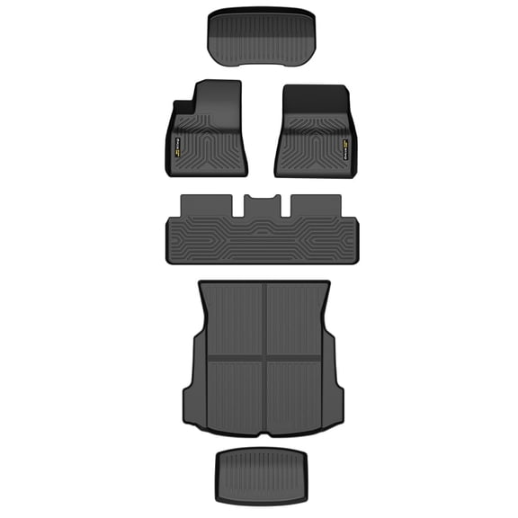 6PCS Cargo Liners Fit for 2017-2023 Tesla Model 3 Floor Liners & Trunk Mats 1st & 2nd & 3rd Row All Weather Full Cover Protection TPE Car Mats Black