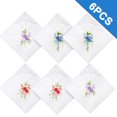 thumbnail image 1 of 6pcs Floral Embroidered Handkerchiefs, EEEkit 11x11'' Soft Cotton Hankies with Lace Edge for Women, 1 of 7