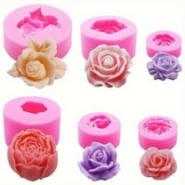 6pcs Floral Silicone Mold Set Peony Rose Designs for DIY Candles Clay Soap Handmade DIY Creation 3D Flower Silicone Molds Crafting Candy Chocolate Cupcake Kitchen Baking Tools