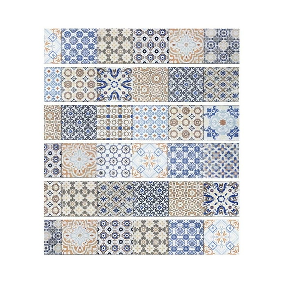 6pcs Flower Design Tile Floor Stair Sticker Mural Decals Adhesive Art Wallpaper