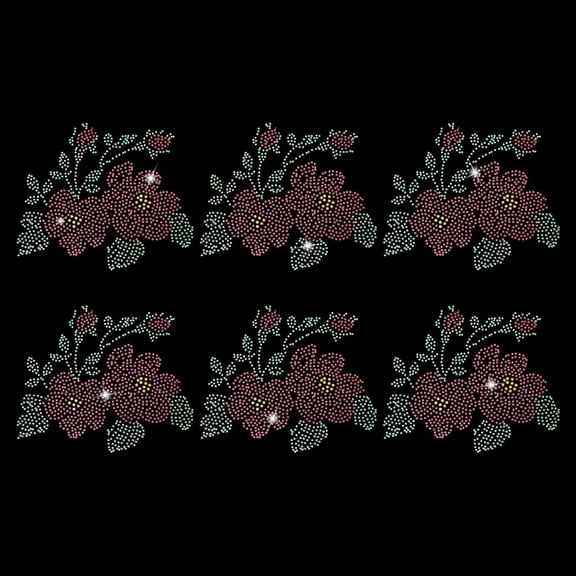 6pcs Flower Iron on Rhinestone Heat Transfer Decal Bling Rhinestone Sticker Heat Transfer Patch Clothing Repair Applique for T-Shirt Clothing Pants Bags Red