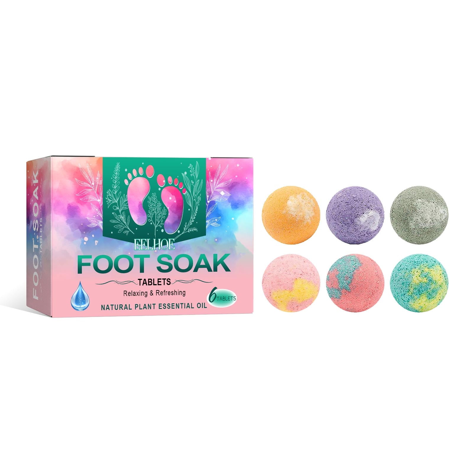 6Pcs Foot Bath Bombs, Natural Foot Bath Bombs Gift Set With Essential