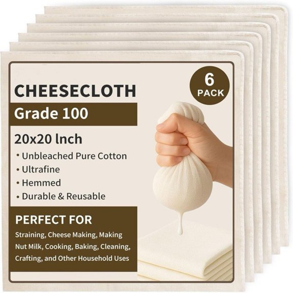 6pcs For Cheesecloth 20x20 Inches Unbleached Cotton for For Cheese Making Nut Milk Filtration and Kitchen Straining Use