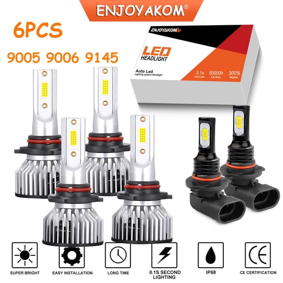 6pcs For Toyota Land Cruiser 2003 2004 2005 Replacement 6000K LED Headlights High Low Beam Bulbs & Fog light Combo