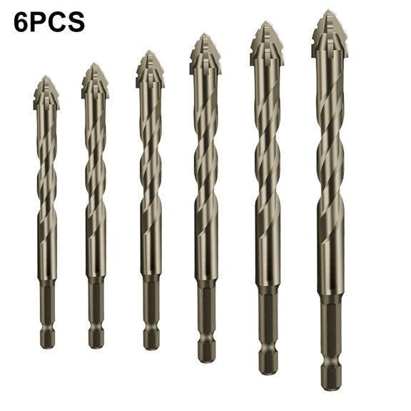6pcs Four-Flute Eccentric Drill Drilling Glass Tile Punching Triangle Drill bit