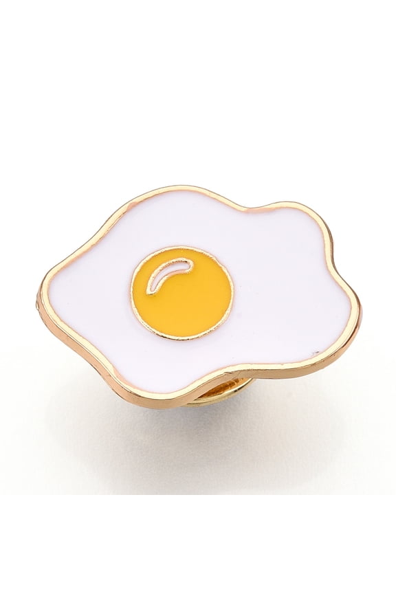 6pcs Fried Eggs Shape Enamel Pin Light golden Alloy Imitation Badge Brooch for Backpack Clothes Nickel Free & Lead Free golden 15.5x21.5mm