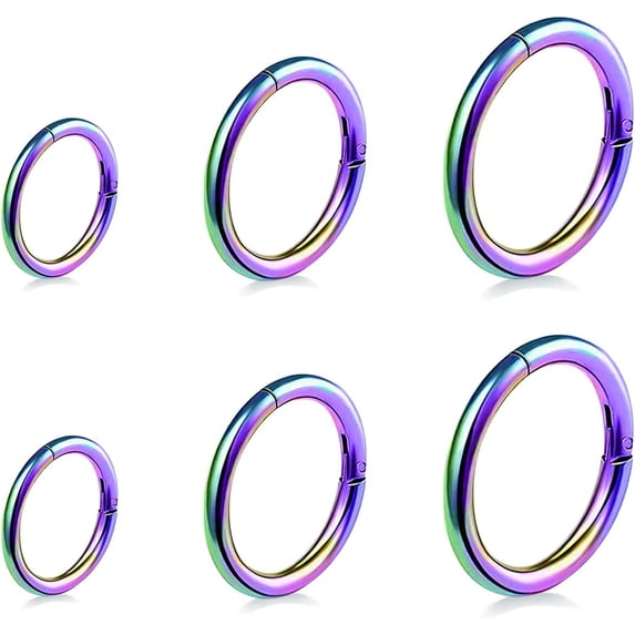 6pcs G23 Titanium Septum Rings 16G Diameter 6mm/8mm/10mm Hinged Nose Ring Hoops for Women Men Cartilage Hoop Earrings Body Piercing Rings Black/Silver/Gold Plated/Rose Gold Plated Lip Rings