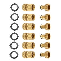 6pcs Garden Hose Quick Connector, Solid Brass 3/4 Inch Thread Fitting No-Leak Water Hose Female and Male