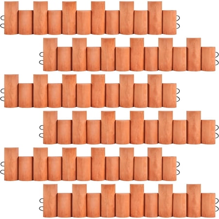 6pcs Garden Wooden Short Fence,Outdoor Landscape Edging Flexible Decorative Border, No-Dig Wood Fences for Spring Yard Patio Pathway Lawns Courtyard Maintenance