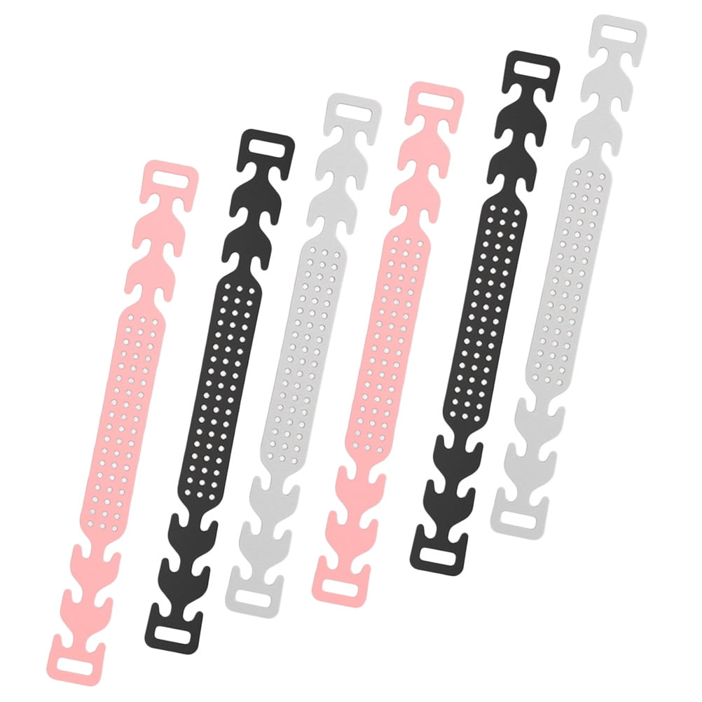 6pcs Gauze Mask Extension Strap Practical Adjustable Extension Buckle Rope for Men Women (White Black Pink for Each 2pcs)