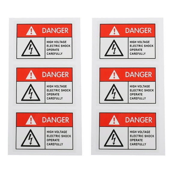 6pcs General Warning Electric Shocks Label Decal Electric Shocks Warning Sticker