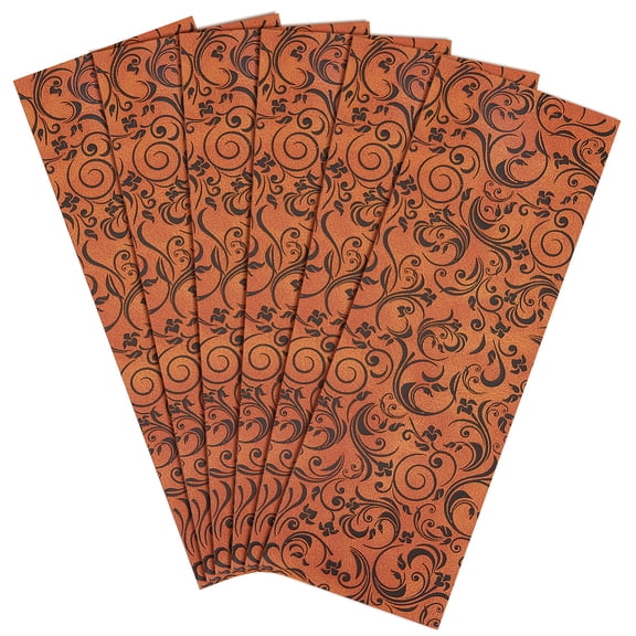 6pcs Genuine Leather Sheets Vintage Printed Leather Trim 8.8x2.9 Inch Leather Embossed Sheet 1.5mm Thick Floral Printed Embossed Leather Bump Texture