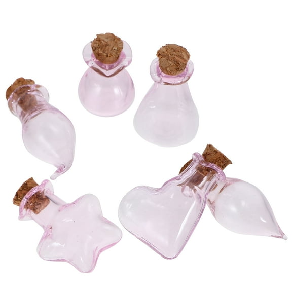 6pcs Glass Mini Wishing Bottles Empty Tiny Drifting Glass Bottles Mini Glass Drift Bottles