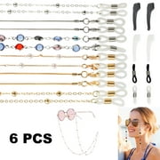 6pcs Glasses String Holder Straps, EEEkit Beaded Eyewear Retainer, Eyeglass Necklace Cord Chain