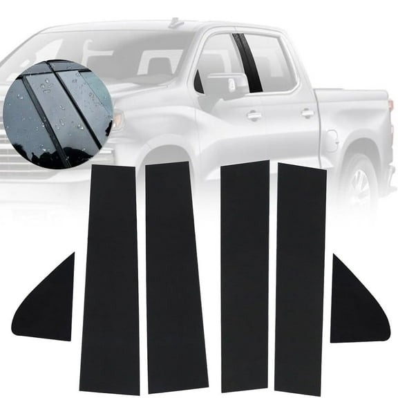 6pcs Glossy Black Pillar Post Window Cover Trim For 2019-2024 Chevy Silverado 1500