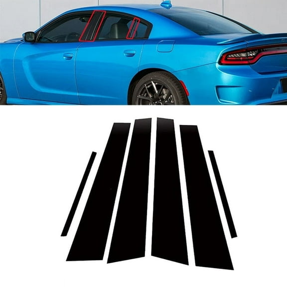 6pcs Glossy Black Pillar Posts Covers Window Door Trim For Dodge Charger 2011-2021