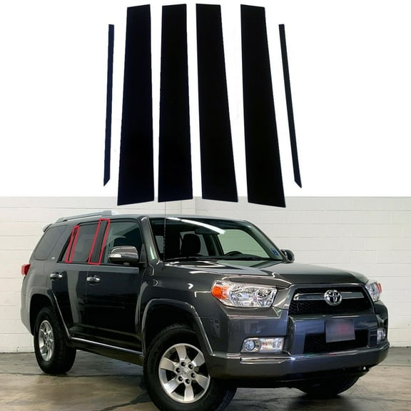 6pcs Glossy Black Pillar Posts Window Door Covers Trim for TOYOTA 4RUNNER 2010-2023