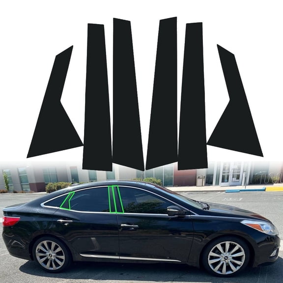 6pcs Glossy Black Pillar Posts Window Door Trim Covers for Hyundai Azera 2012-2015