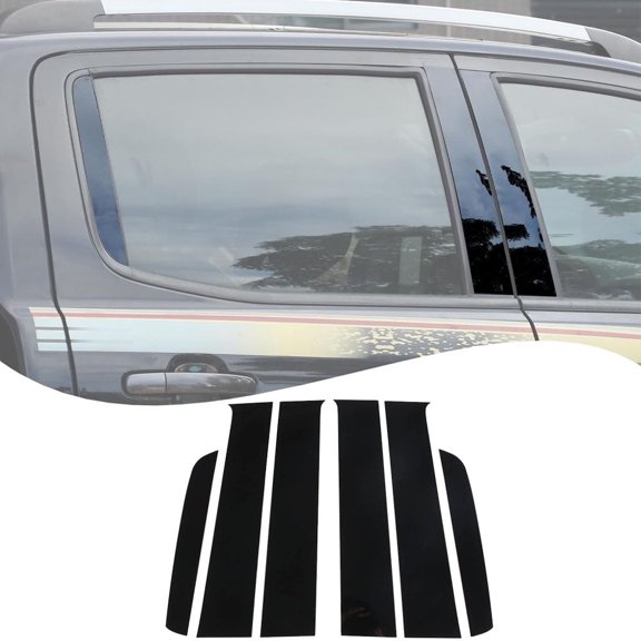 6pcs Glossy Black Window Door Pillar Posts Covers Trim for Ford Ranger 2019-2023
