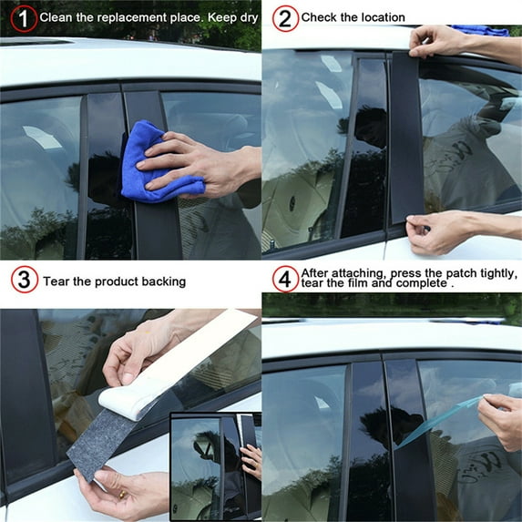 6pcs Glossy Black Window Pillar Posts Trim For 2015-22 HYUNDAI GENESIS G80 Sedan