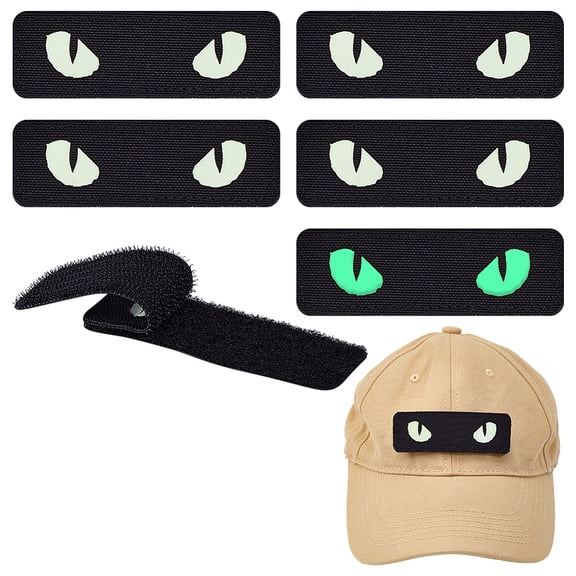 6pcs Glow in The Dark Cat Eyes Patch 3.5x1.1 inch Hooked Backing Tactical Embroidered Cat Eyes Patches