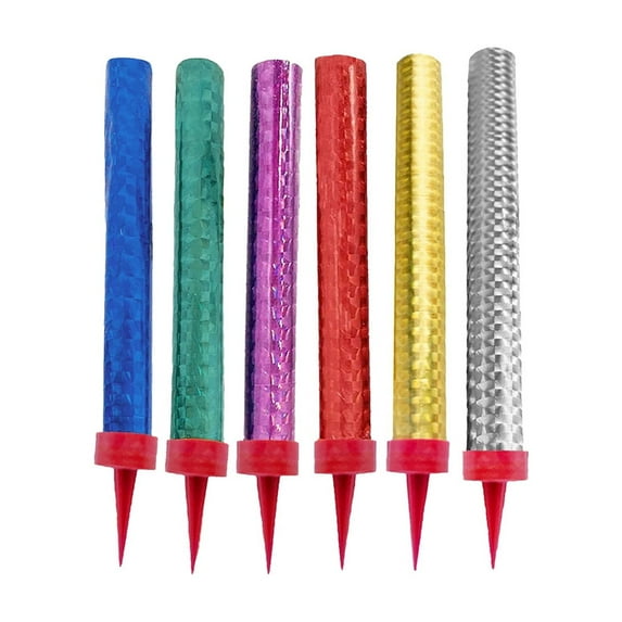 6pcs Golden Birthday Cake Firework Candles Birthday Party Firework Cakes Decorative Wedding Bar Restaurant Decor Fountain Candle