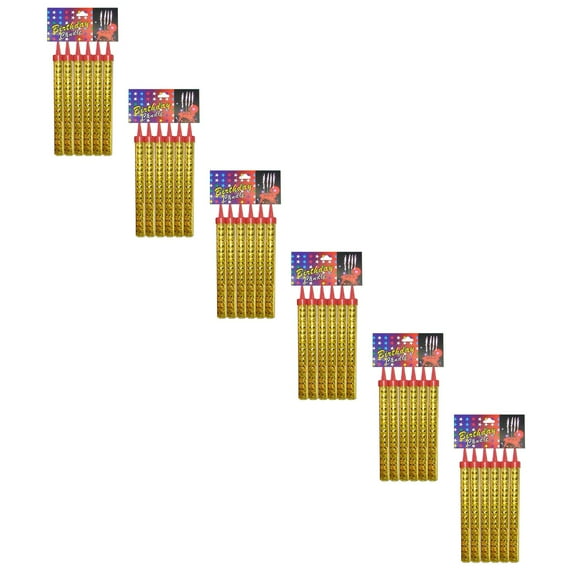 6pcs Golden Birthday Cake Firework Candles Birthday Party Firework Cakes Decorative Wedding Bar Restaurant Decor Fountain Candle