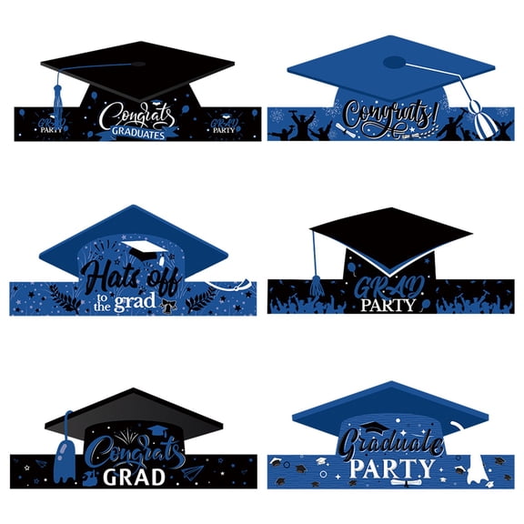 6pcs Graduation Party Decorations Graduation Cap Headband Paper Hat Set for Class of 2026 Decorations Graduation Party Photo Props,Sky Blue,9.84in