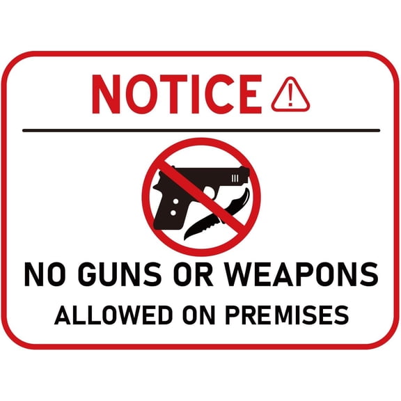 6pcs No Guns Or Weapons Allowed On Premises Signs Stickers, 8x6 Inch Self-Adhesive Danger Warning Signs for Home and Business Glass Window Door Alert Sticker Decals