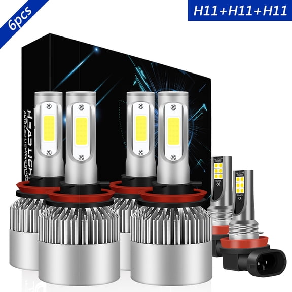 6pcs H11 High/Low+Fog Beam for Freightliner Cascadia 2008-2017 LED Headlight Car Light Bulbs