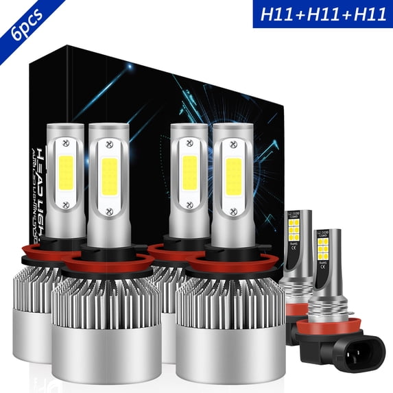 6pcs H11 High/Low+Fog Beam for Infiniti EX35 2008-2012 LED Headlight Car Light Bulbs
