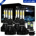 thumbnail image 1 of 6pcs H7 High+H7 Low+881 Fog Light for Hyundai Santa Fe 2007-2008 LED Headlight 6000K White, 1 of 15