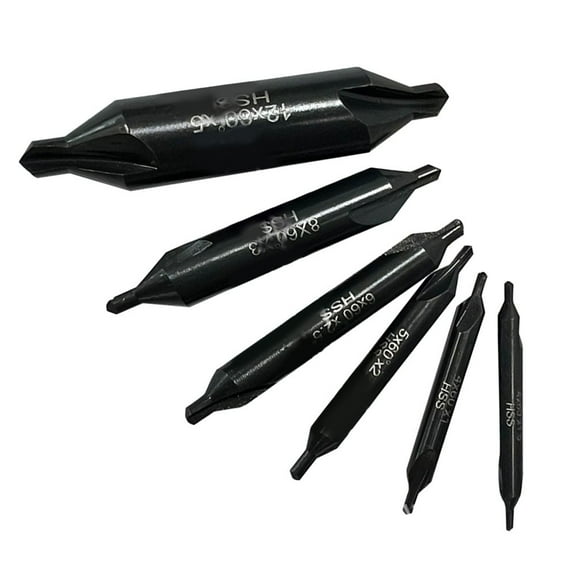 6pcs HSS Center Drills Bit Set Double Ended Countersink Tackle Center Spotting Drill Drilling Hole Cutter 5/3/2.5/2/1.5/1mm