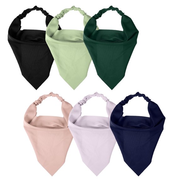 6pcs Hair Scarf Headband Non Slip Navy Blue Black Green Light Green Light Gray Khaki Triangle for Girl