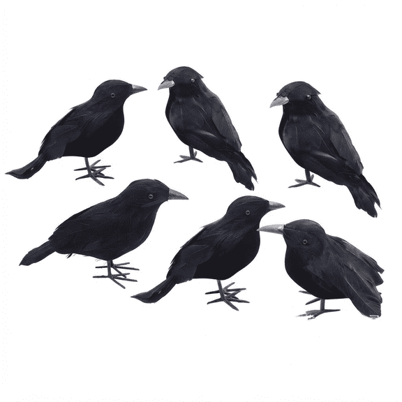 6pcs Halloween Black Crow Feather Halloween Decoration Item Ornament Crow Garden Prop Piece