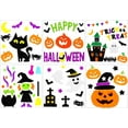 thumbnail image 1 of 6pcs Halloween Gel Window Clings - Pumpkins Witch Bats Spider Window Decors, 1 of 7