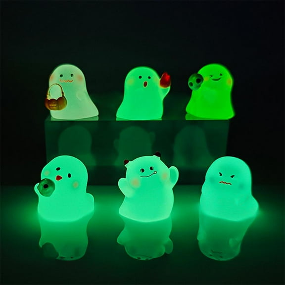 6pcs Halloween Luminous Cute Ghost Animal Mini Blind Box Glow In Dark Halloween Christmas Home Decoration Ornaments 2025