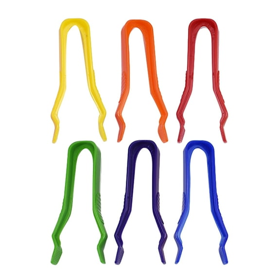 OUNONA Ergonomic Tweezers Assorted Color PP for Examination and Crafts 6Pcs