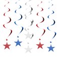 thumbnail image 1 of 6pcs Hanging Stars Decorations, 27inch Star Hanging Decorations Party Supplies Shiny Twinkle Streamers for Wedding Birthday Party Graduation Ceiling, Red Blue Silver, 1 of 7