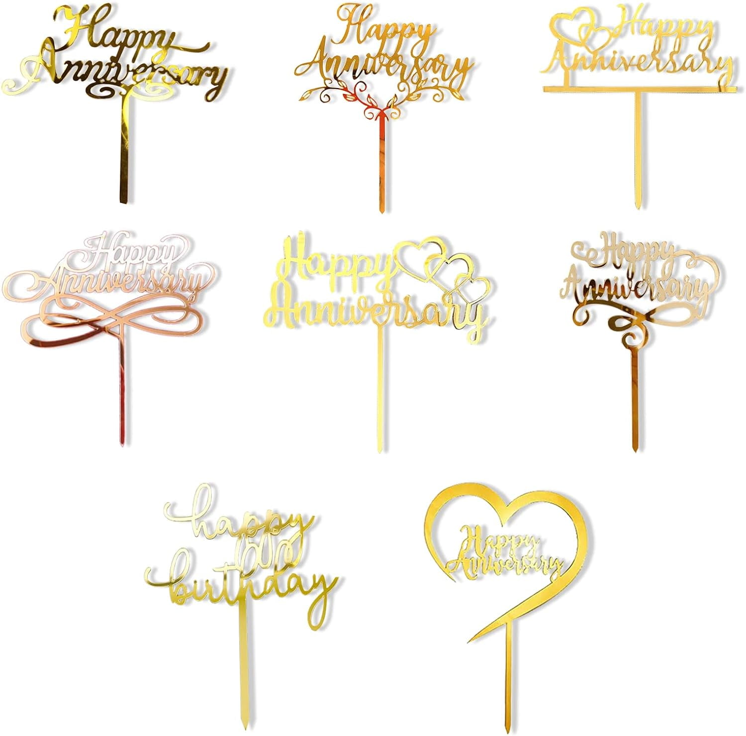 Happy Anniversary Cake Topper, by Fbrtsba (6 Count)